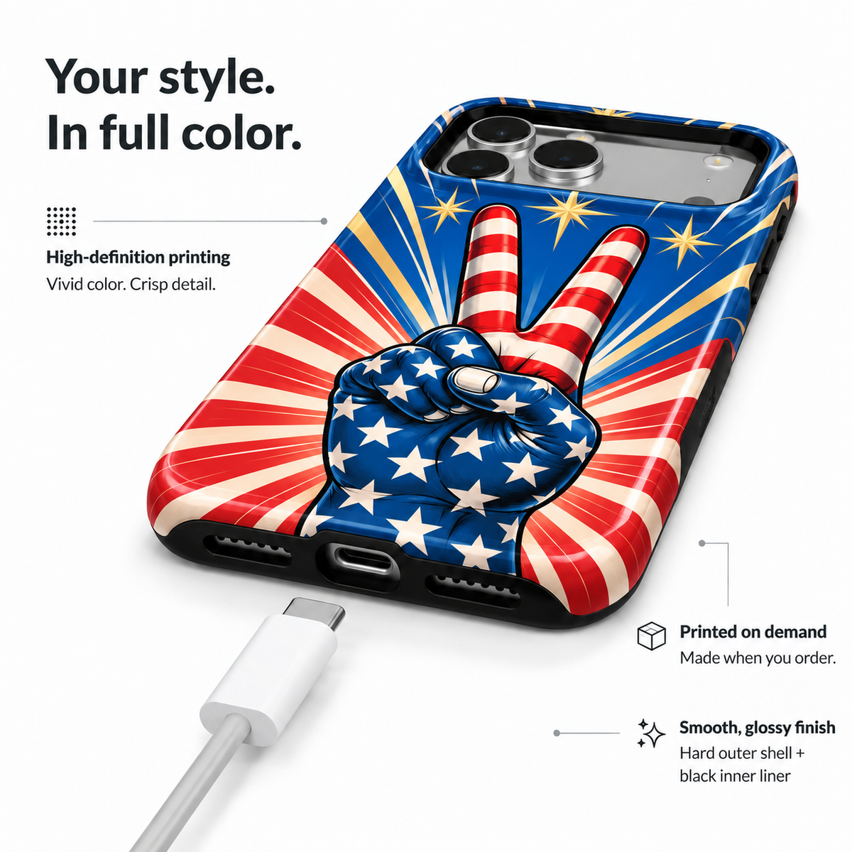 Peace Sign Americana Phone Case — view 6