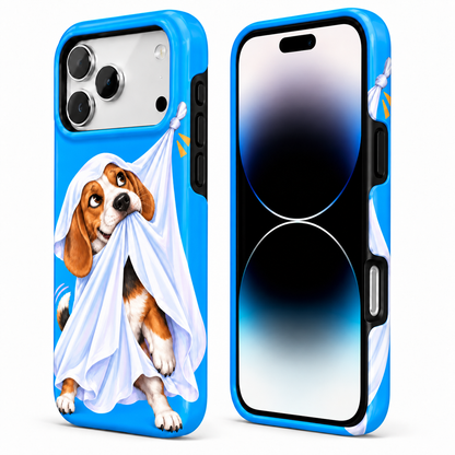 Peekaboo Beagle | Blue Ghost Dog Phone Case — view 2