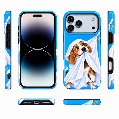 Peekaboo Beagle | Blue Ghost Dog Phone Case — view 5