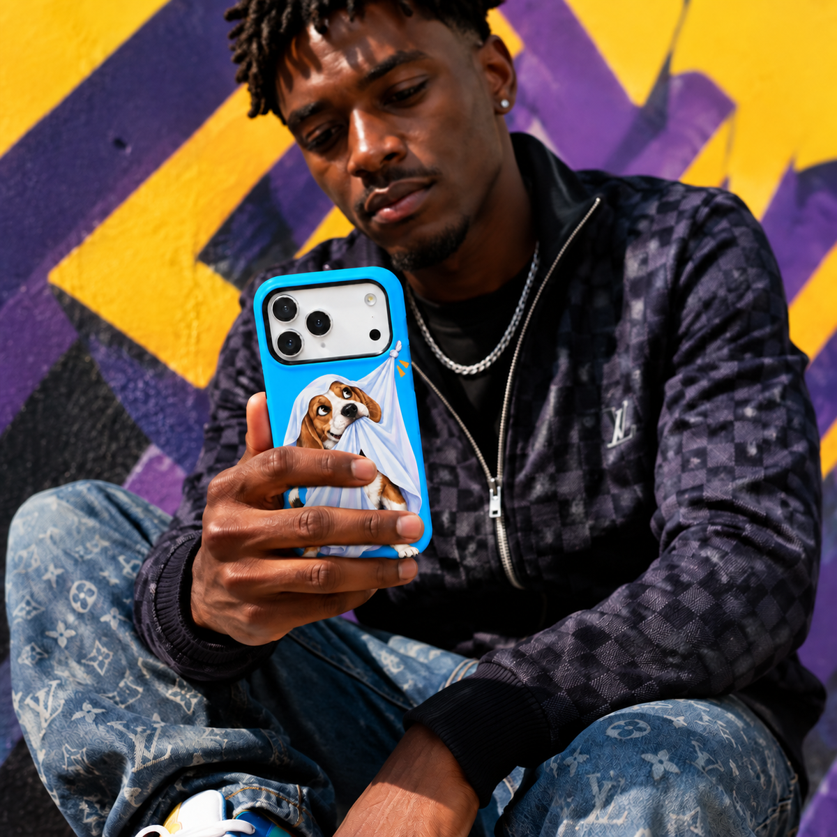 Peekaboo Beagle | Blue Ghost Dog Phone Case — view 15