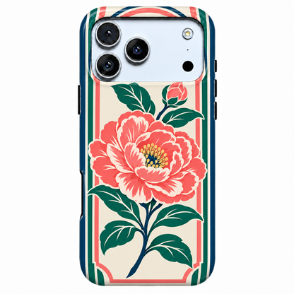 Peony Frame | Coral Floral Mahjong Phone Case — view 1