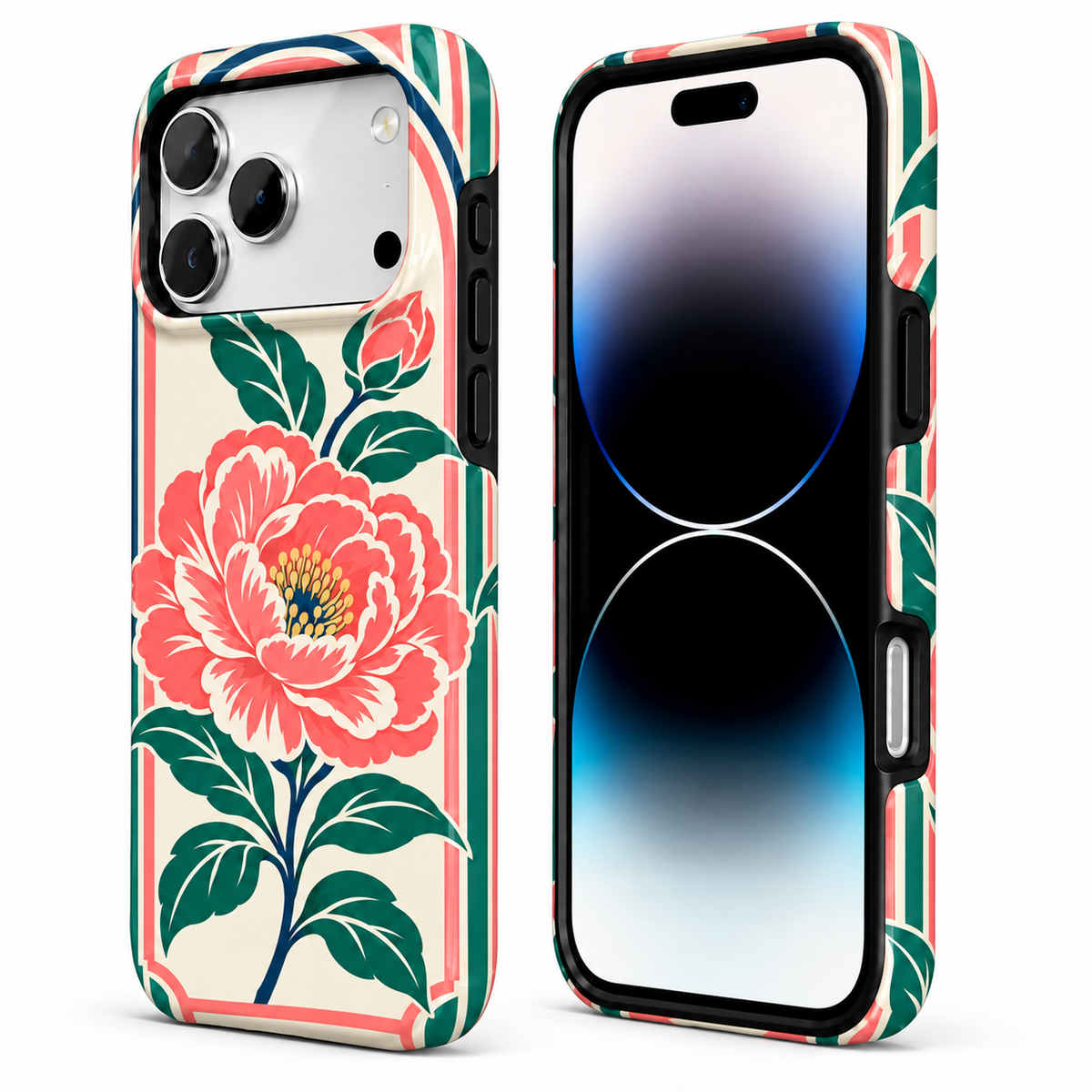 Peony Frame | Coral Floral Mahjong Phone Case — view 2