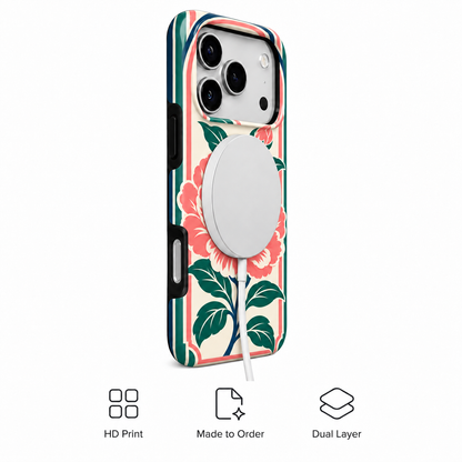 Peony Frame | Coral Floral Mahjong Phone Case — view 3