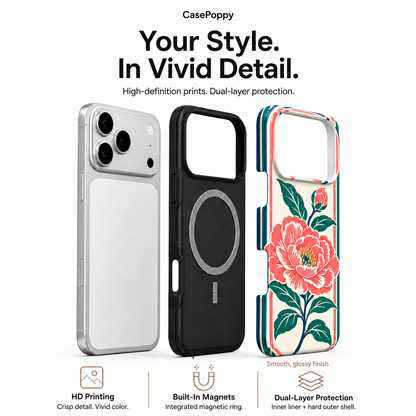 Peony Frame | Coral Floral Mahjong Phone Case — view 4