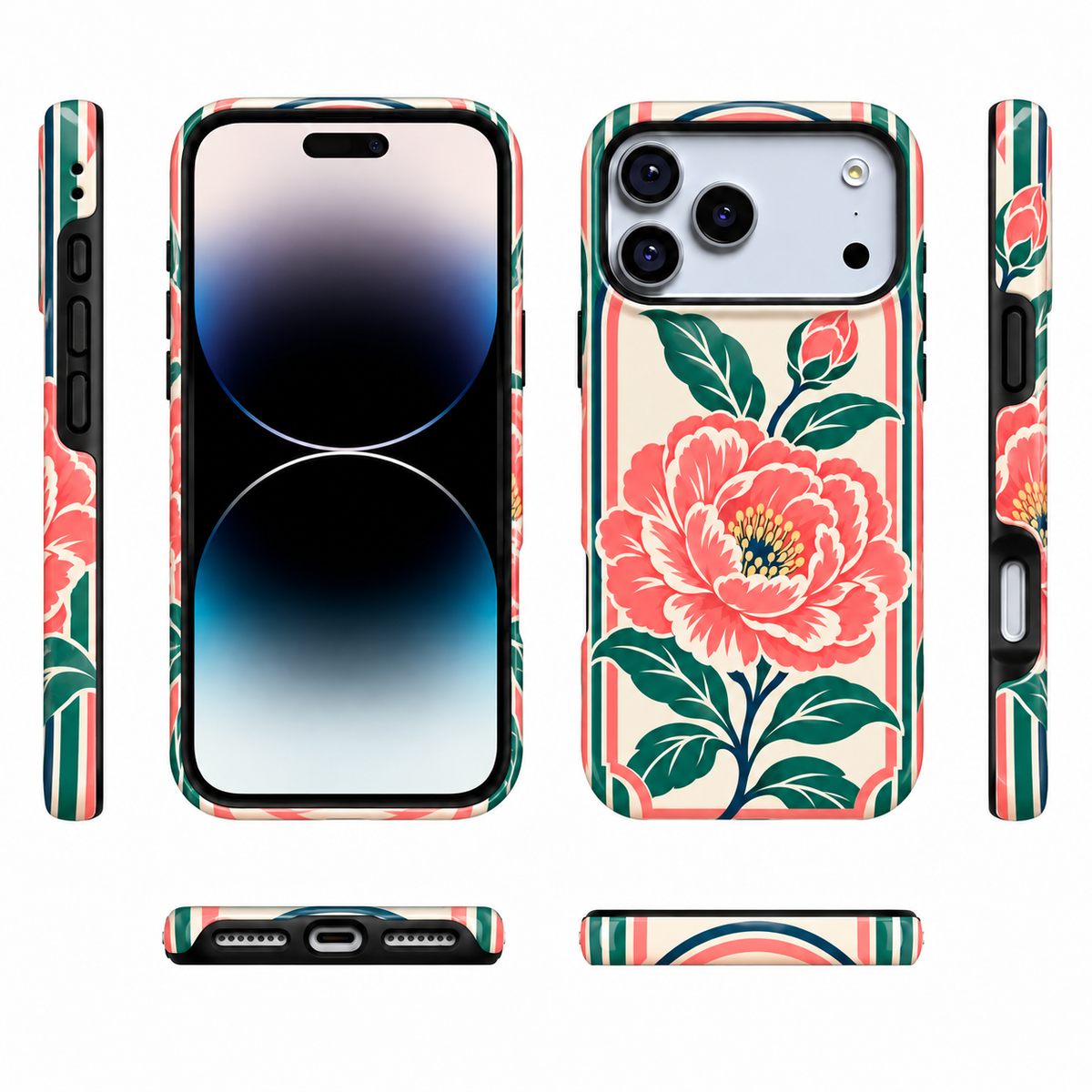 Peony Frame | Coral Floral Mahjong Phone Case — view 5