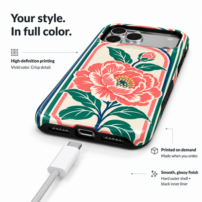 Peony Frame | Coral Floral Mahjong Phone Case — view 6