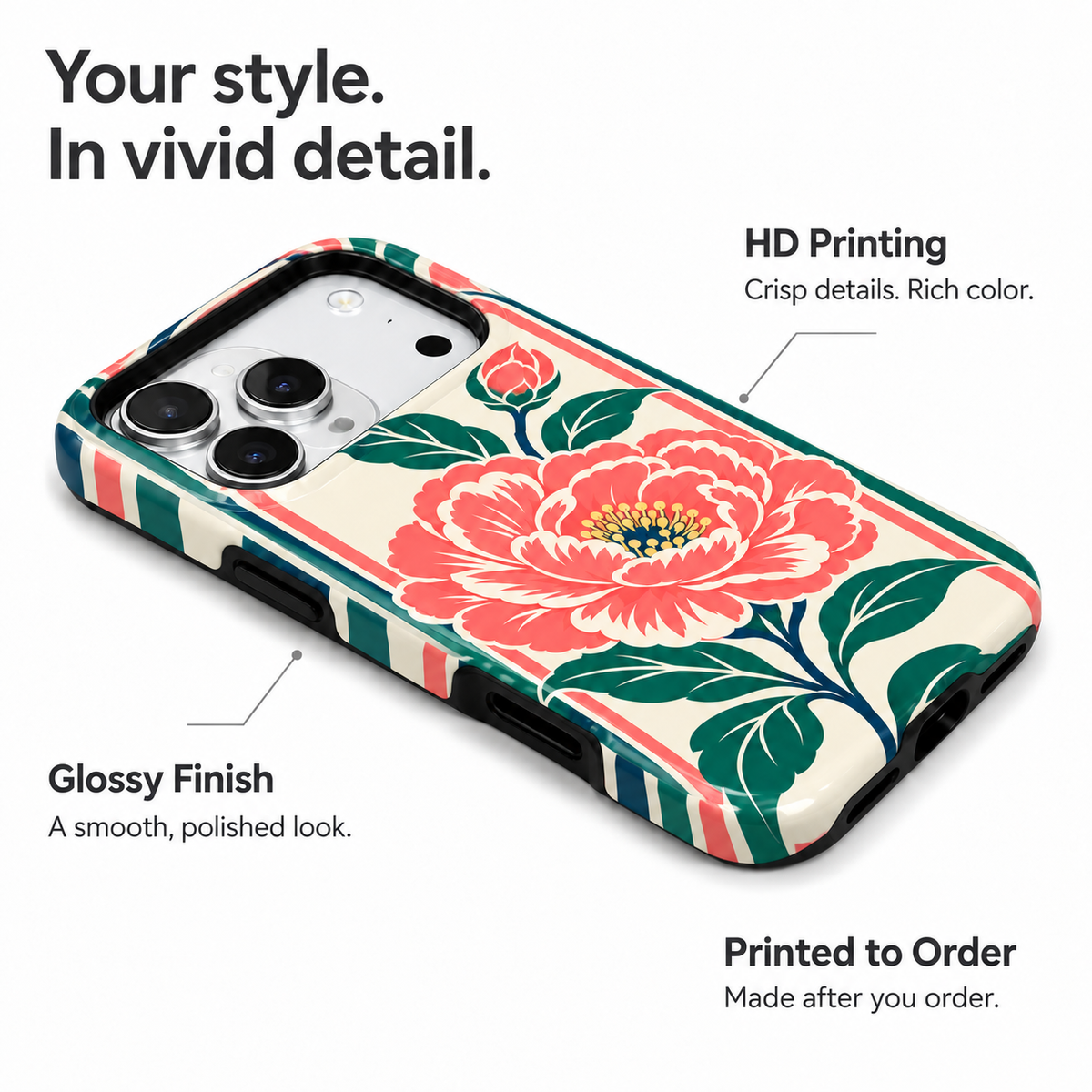 Peony Frame | Coral Floral Mahjong Phone Case — view 7