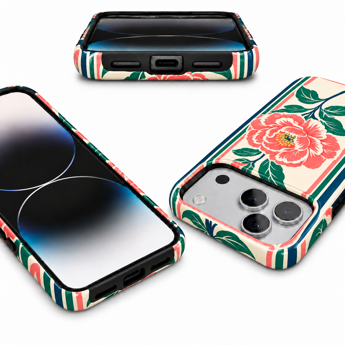 Peony Frame | Coral Floral Mahjong Phone Case — view 8