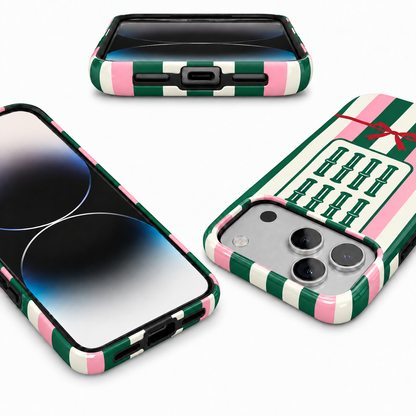 Ribbon Bamboo | Green & Pink Mahjong Phone Case — view 4