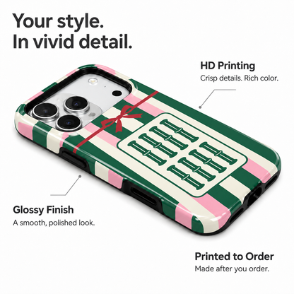 Ribbon Bamboo | Green & Pink Mahjong Phone Case — view 7
