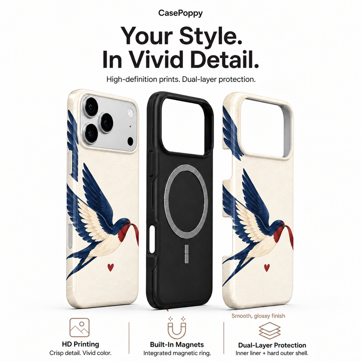Ribbon Swallow A Phone Case — view 4