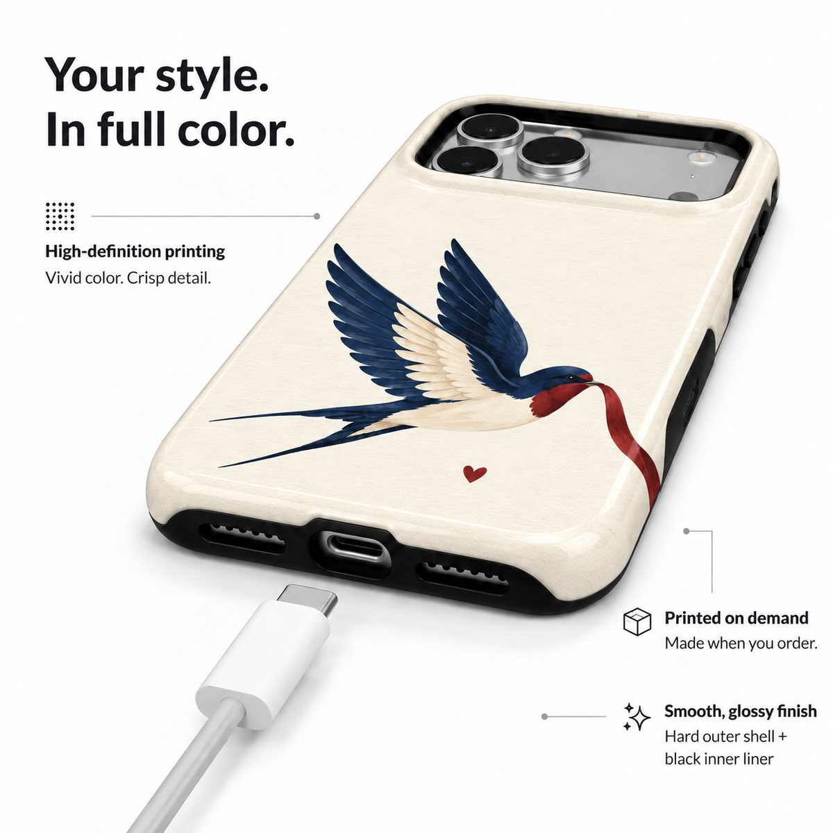 Ribbon Swallow A Phone Case — view 6