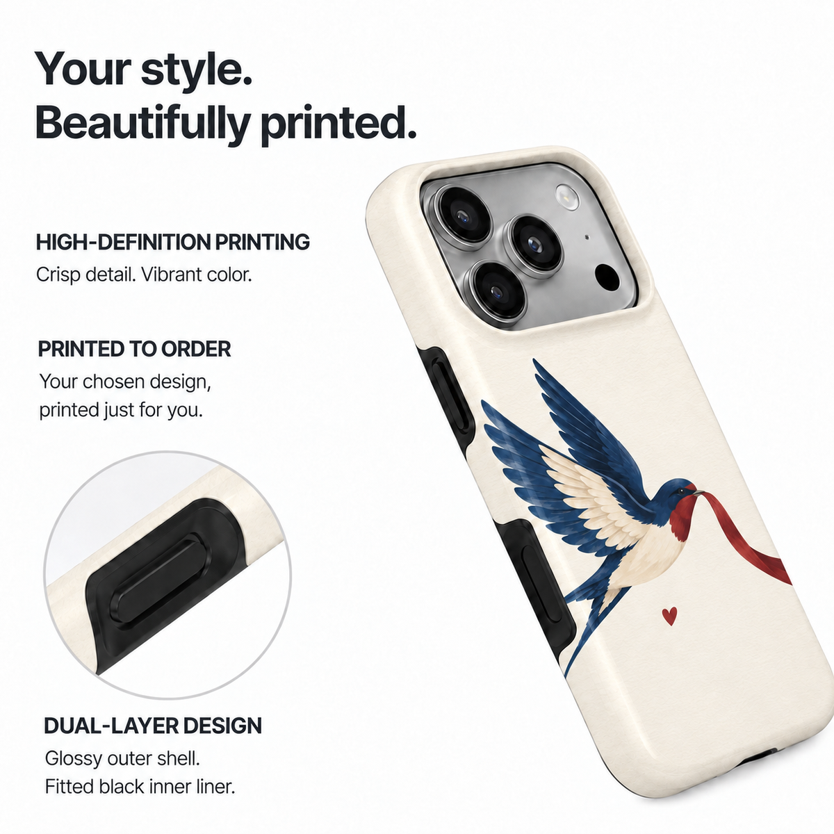 Ribbon Swallow A Phone Case — view 8