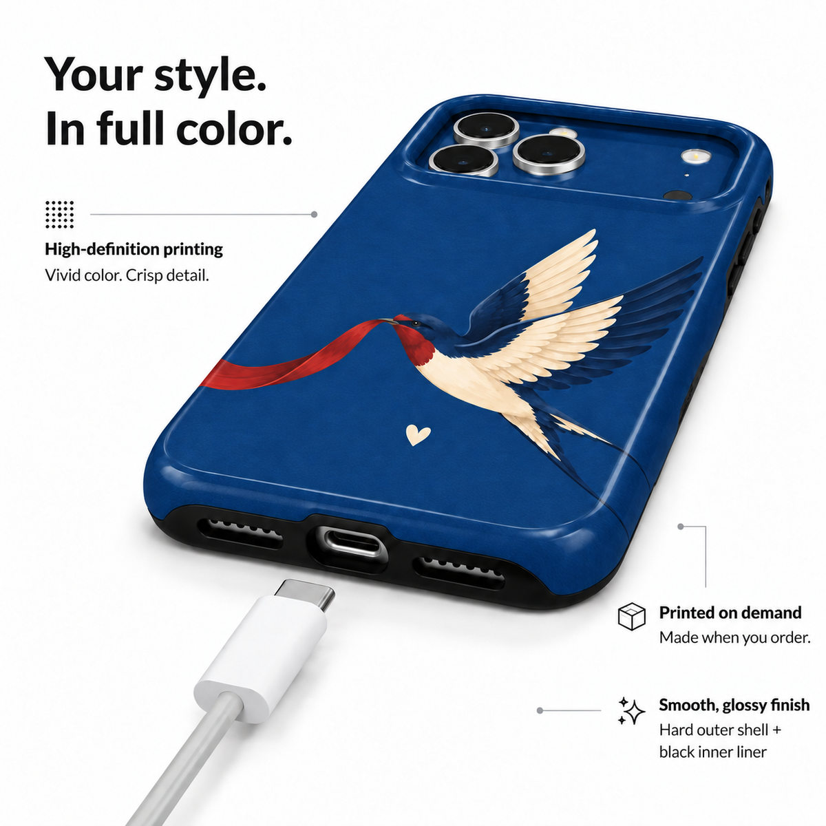 Ribbon Swallow B Phone Case — view 6