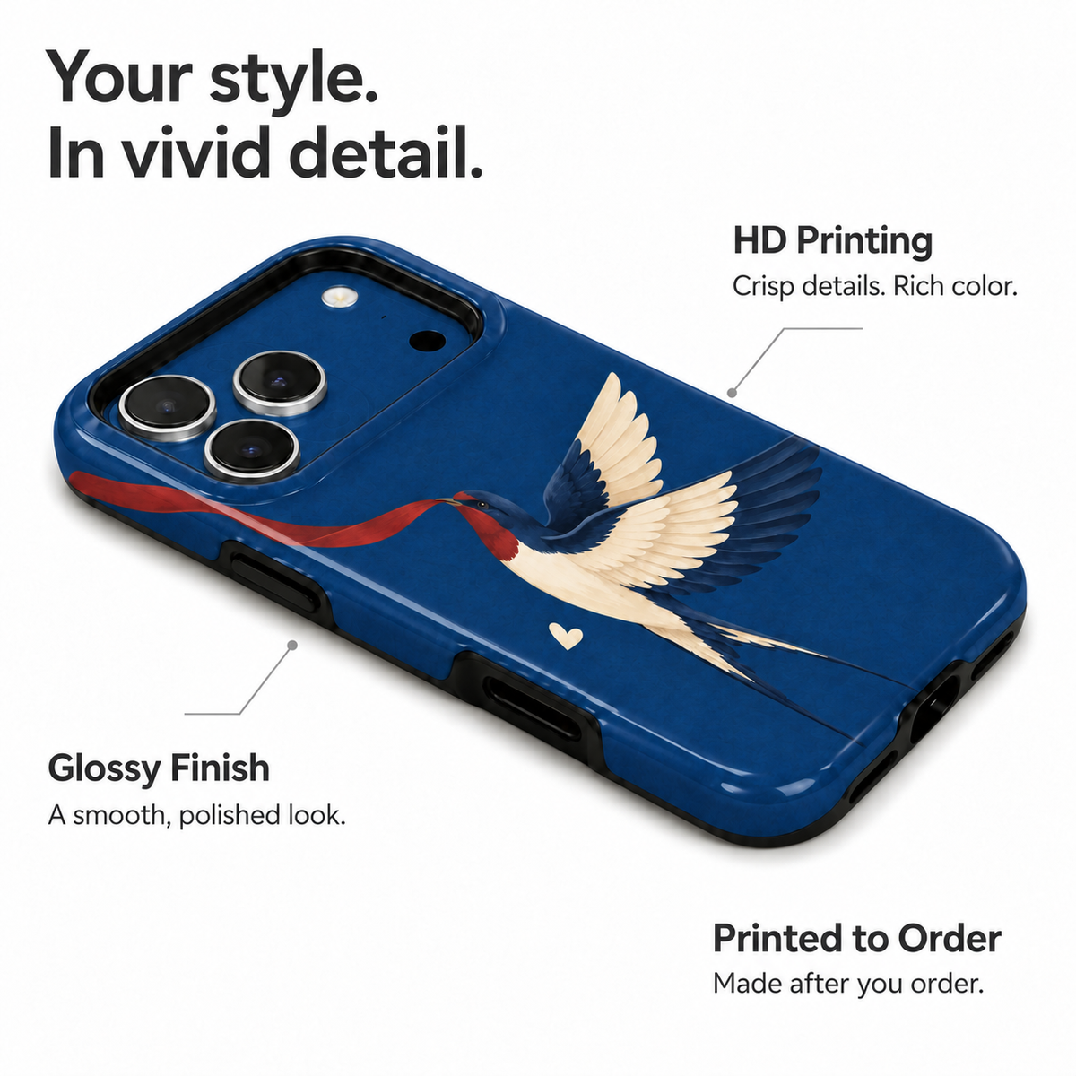 Ribbon Swallow B Phone Case — view 7