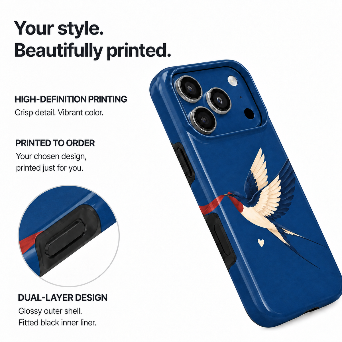 Ribbon Swallow B Phone Case — view 8