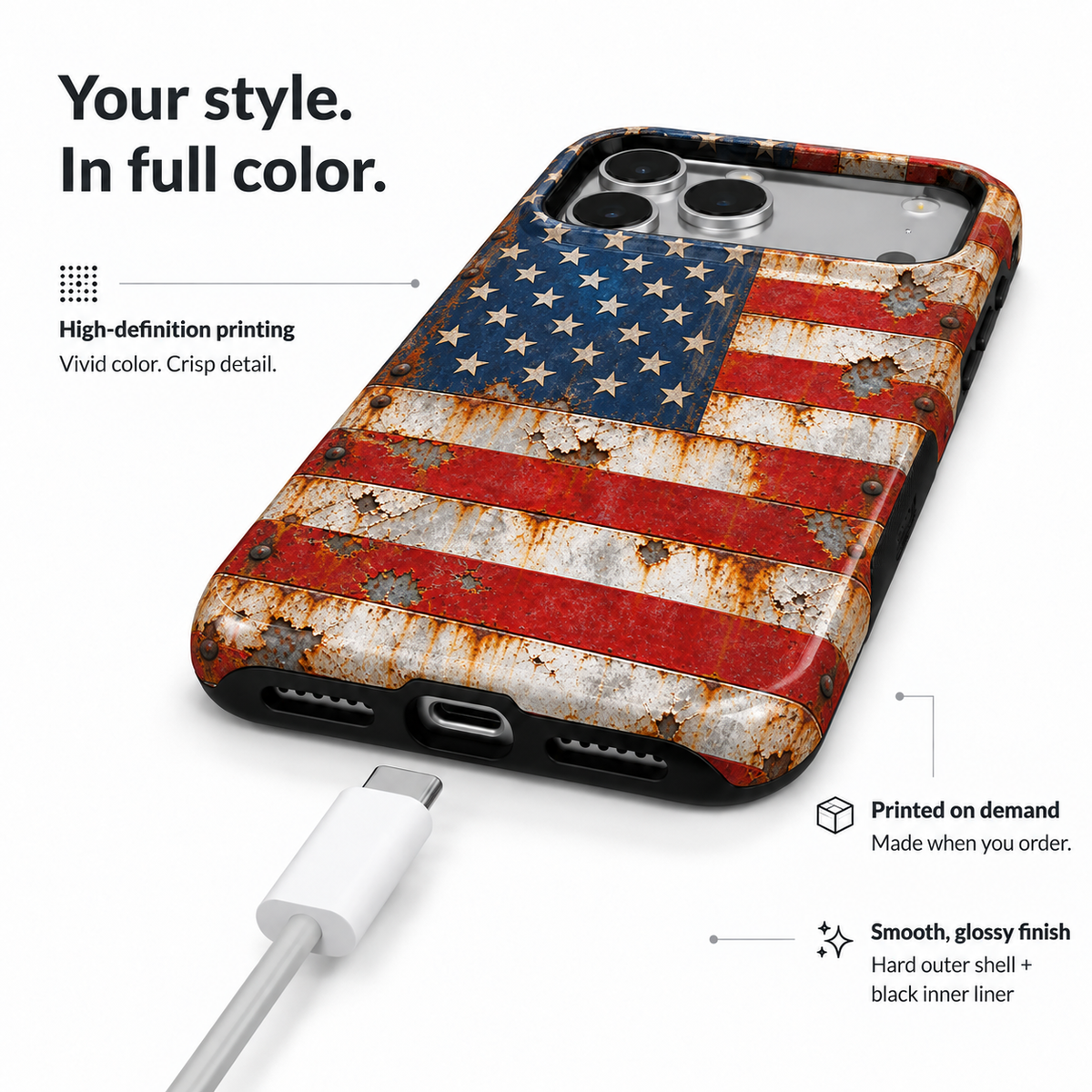 Rusted Stars & Stripes Phone Case — view 6