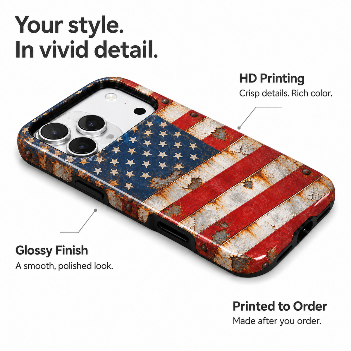 Rusted Stars & Stripes Phone Case — view 7