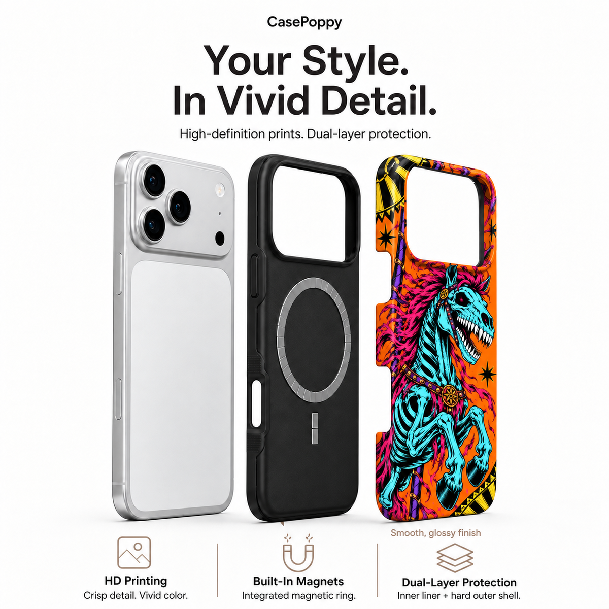 Skeletal Carnival Horse Phone Case — view 4