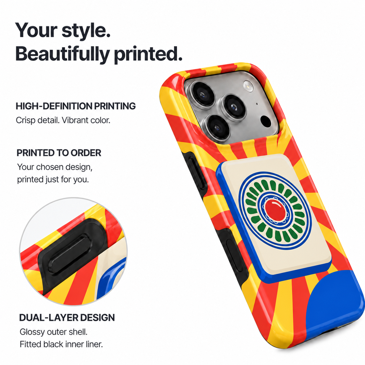 Sunburst One | Red & Yellow Mahjong Phone Case — view 8