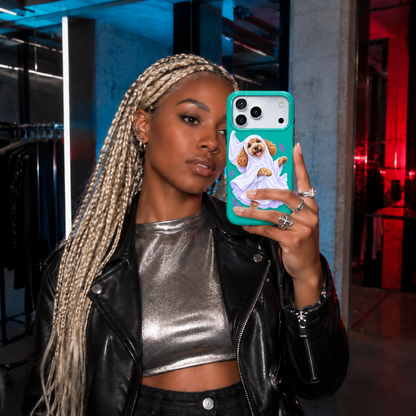 Teal Twirl | Curly Ghost Dog Phone Case — view 15