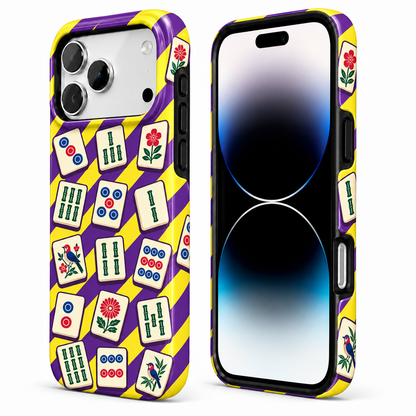 Tile Scatter | Purple & Yellow Mahjong Phone Case — view 2