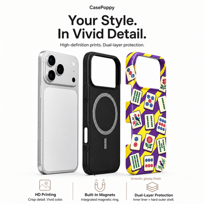 Tile Scatter | Purple & Yellow Mahjong Phone Case — view 4