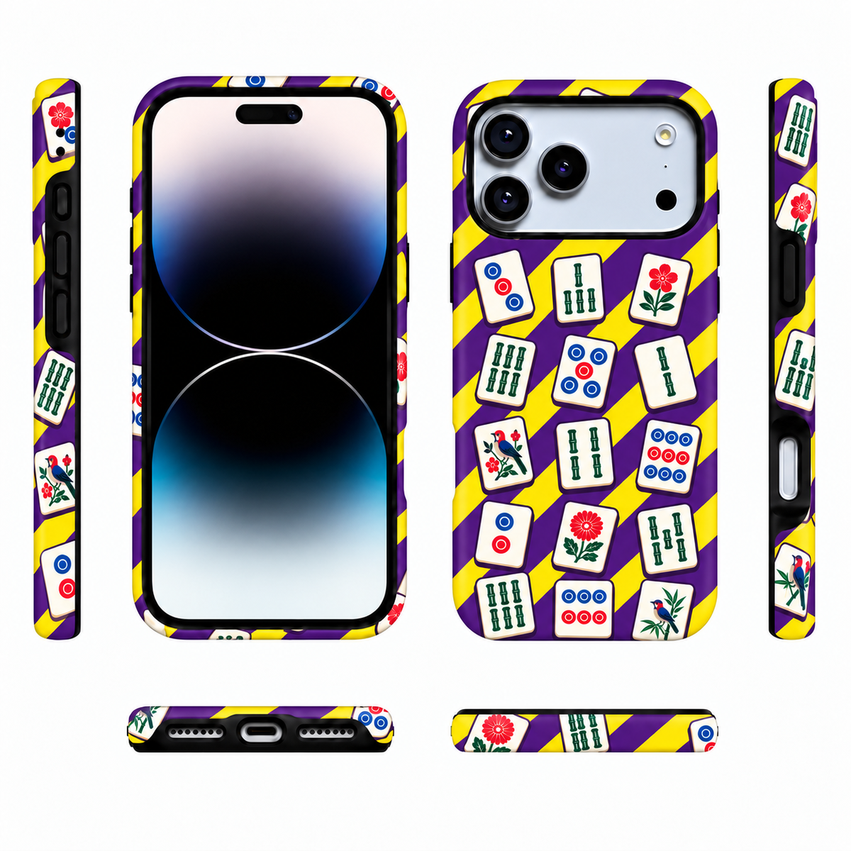 Tile Scatter | Purple & Yellow Mahjong Phone Case — view 5
