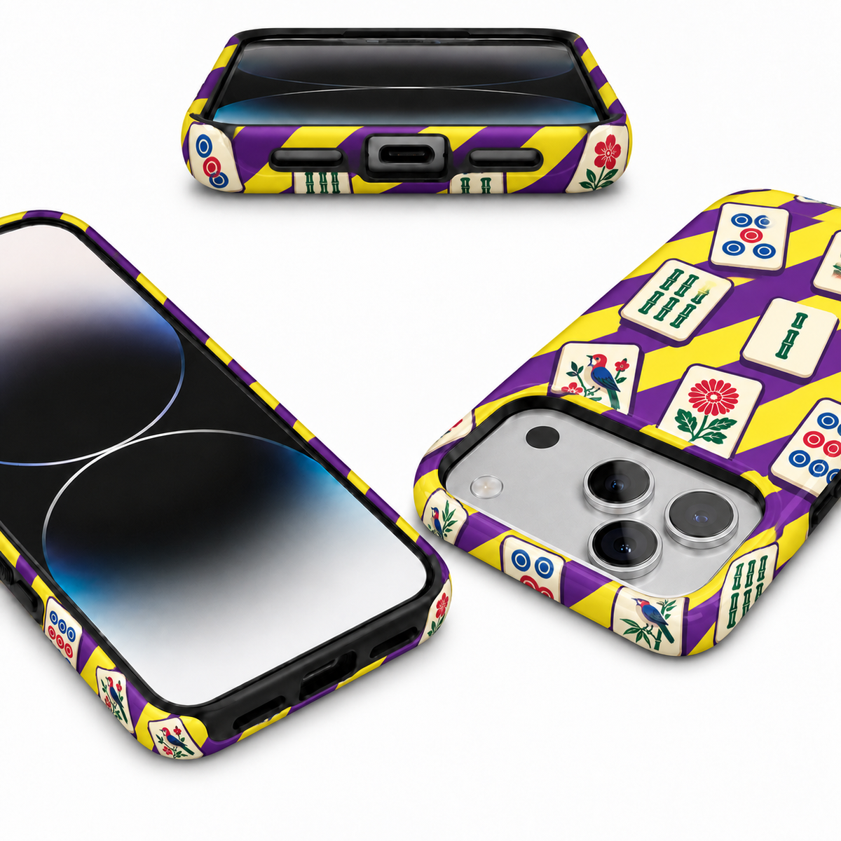 Tile Scatter | Purple & Yellow Mahjong Phone Case — view 8