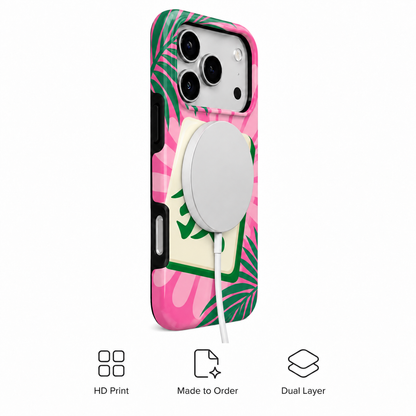 Tropical Fortune | Pink & Green Mahjong Phone Case — view 3