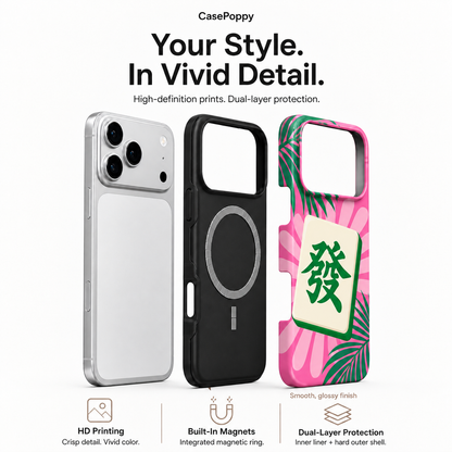 Tropical Fortune | Pink & Green Mahjong Phone Case — view 4