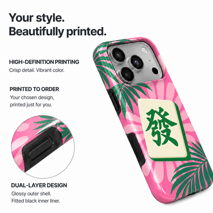 Tropical Fortune | Pink & Green Mahjong Phone Case — view 8