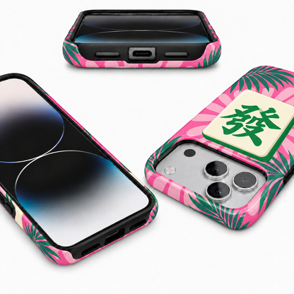Tropical Fortune | Pink & Green Mahjong Phone Case — view 9