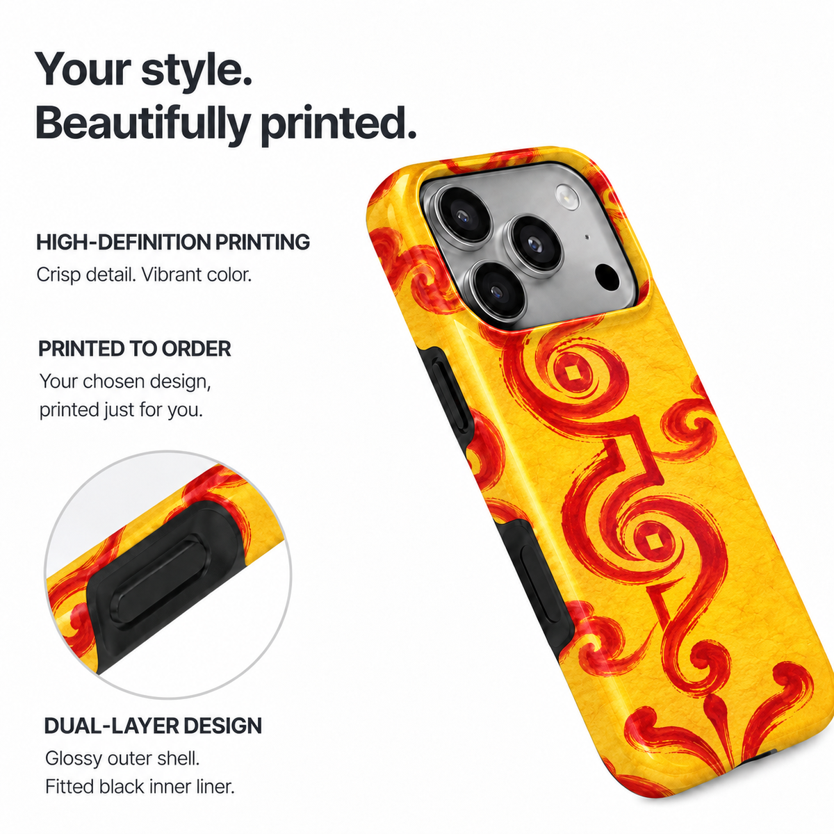 Twin Spiral Seal | Yellow Talisman Phone Case — view 8