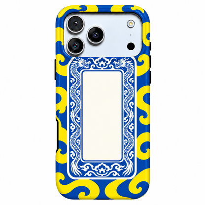 White Dragon Frame | Blue & Yellow Mahjong Phone Case — view 1