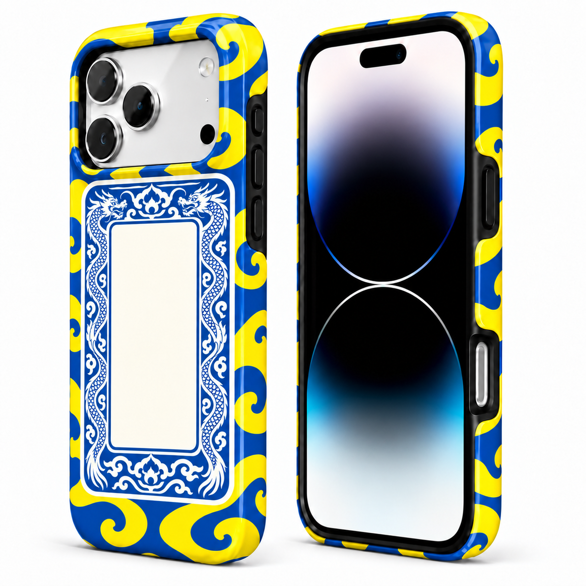White Dragon Frame | Blue & Yellow Mahjong Phone Case — view 2