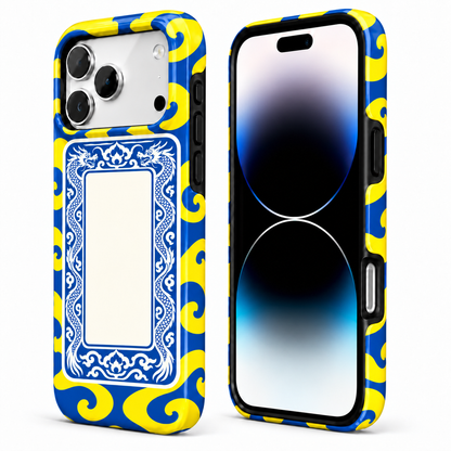 White Dragon Frame | Blue & Yellow Mahjong Phone Case — view 2