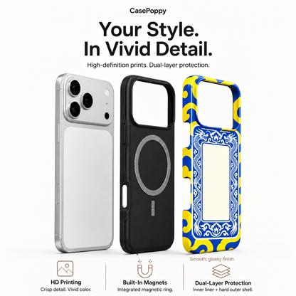 White Dragon Frame | Blue & Yellow Mahjong Phone Case — view 4
