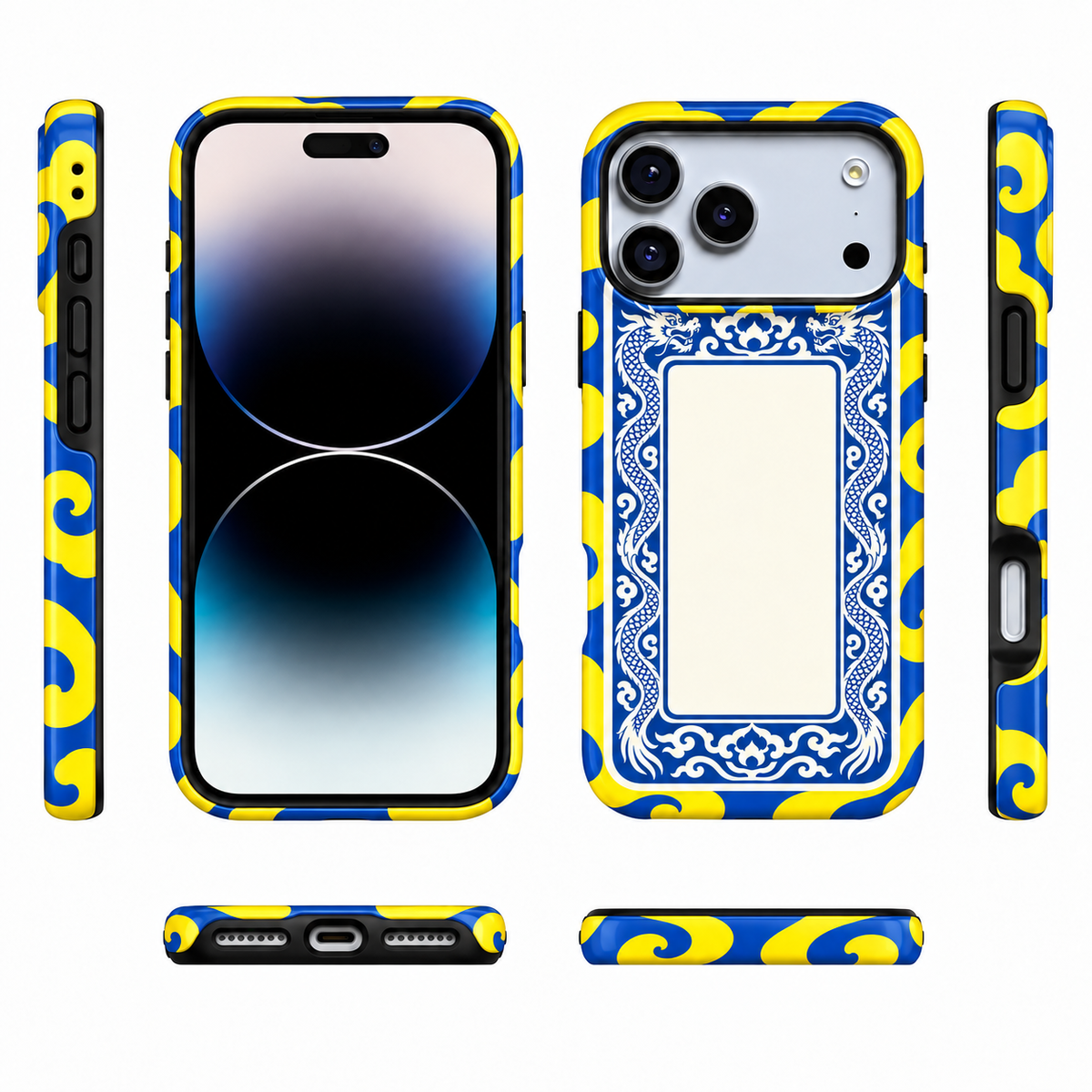 White Dragon Frame | Blue & Yellow Mahjong Phone Case — view 5