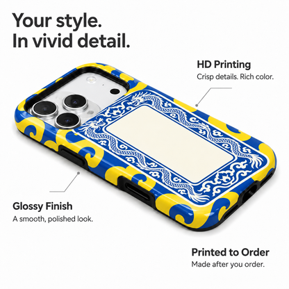 White Dragon Frame | Blue & Yellow Mahjong Phone Case — view 7