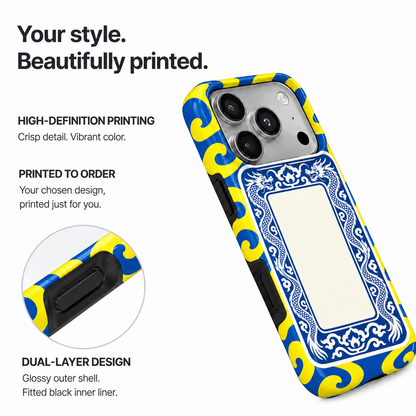 White Dragon Frame | Blue & Yellow Mahjong Phone Case — view 8