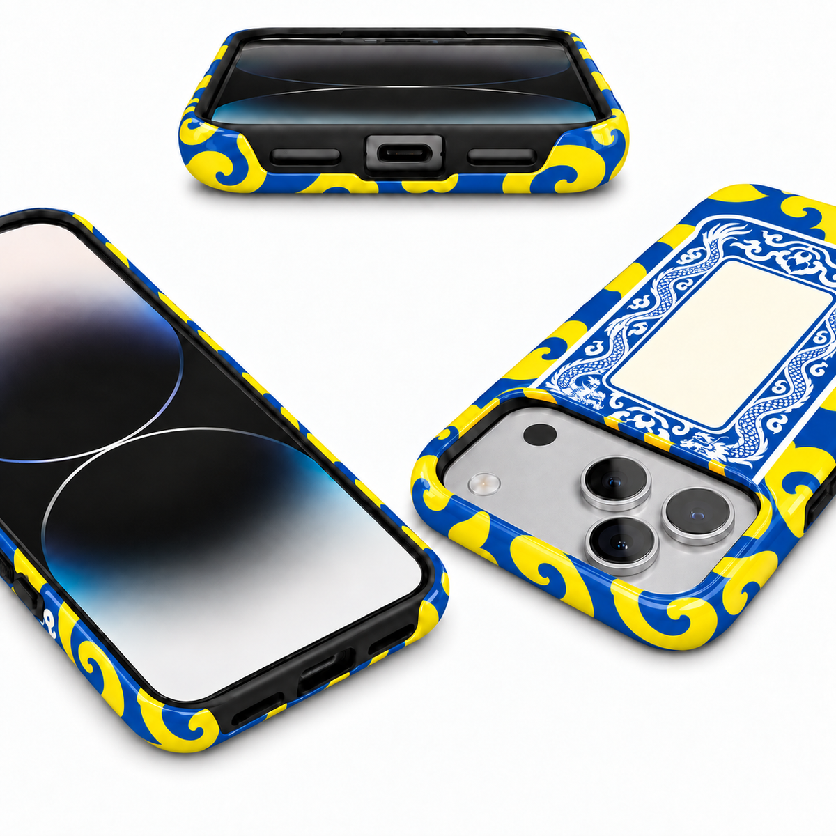 White Dragon Frame | Blue & Yellow Mahjong Phone Case — view 9