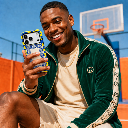 White Dragon Frame | Blue & Yellow Mahjong Phone Case — view 11