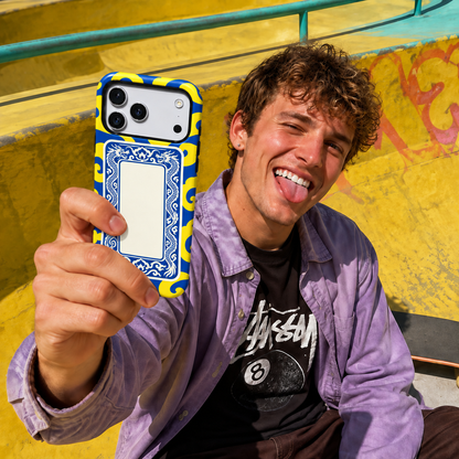 White Dragon Frame | Blue & Yellow Mahjong Phone Case — view 15