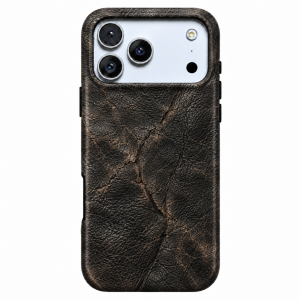 Midnight Hide | Distressed Black Leather Phone Case — view 1