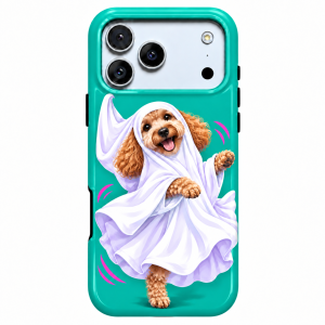 Teal Twirl | Curly Ghost Dog Phone Case — view 1